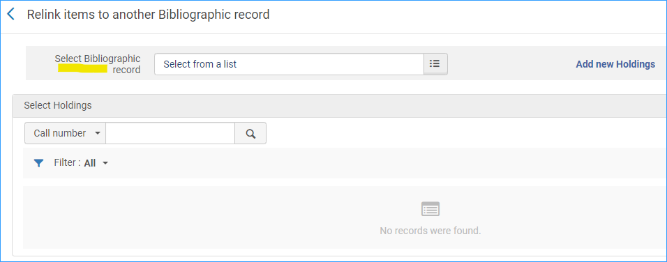select bibliographic record search