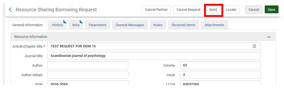 Alma digital request - sending borrowing irequest