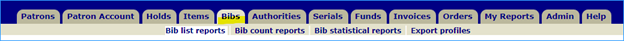 Bibs tab in Simply Reports