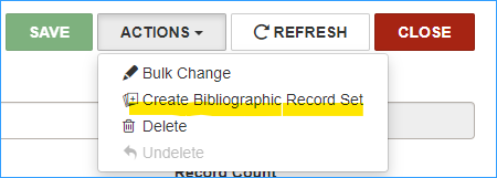 Create bibliographic record set