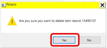 Delete item confirmation - client