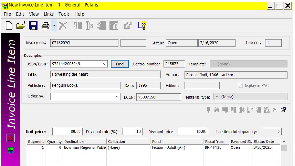 Invoice - search for line item manually