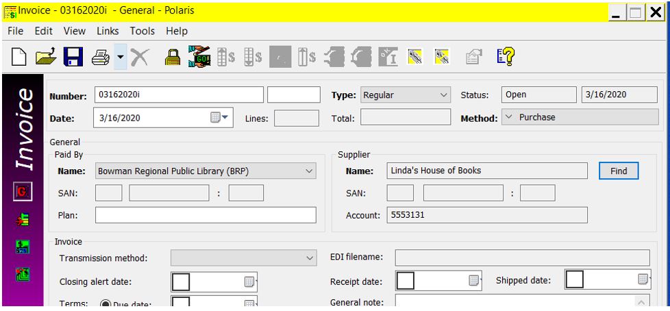 Invoice general view