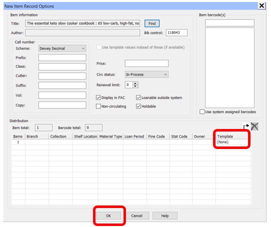 Item record workform 1