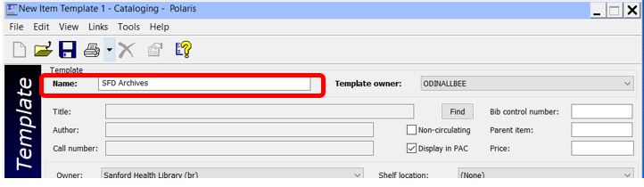 New item template workform