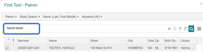 Patron search tool