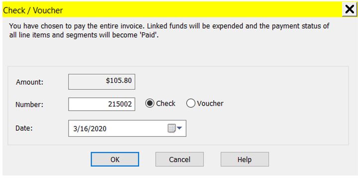 Pay invoices workform