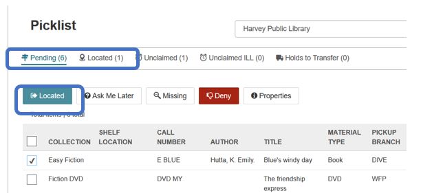 Picklist processing - located