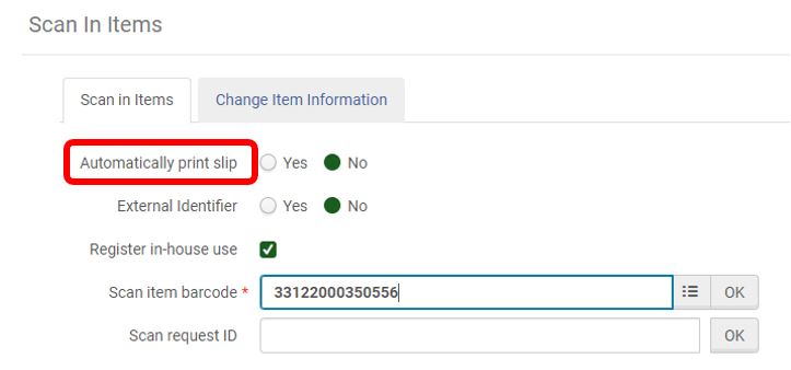Scan in item workform