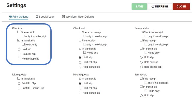 Setting options