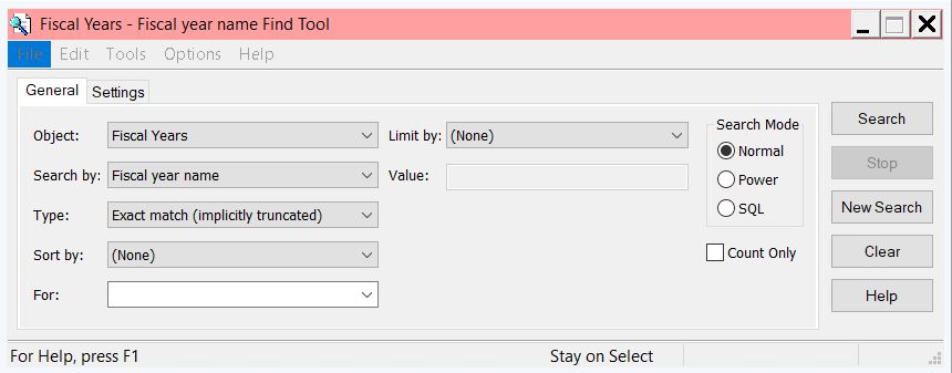 Fiscal year searchbox