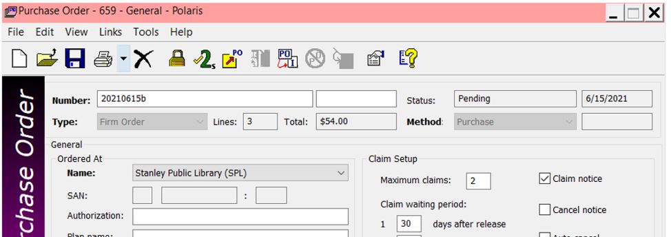 Purchase order to be edited