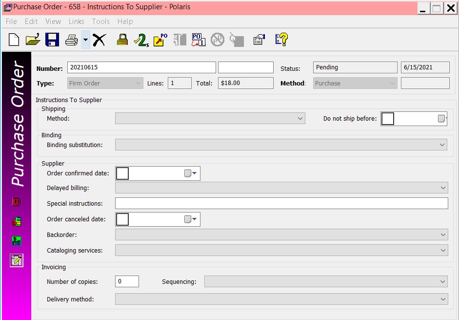 Purchase order - instructions to suppliers