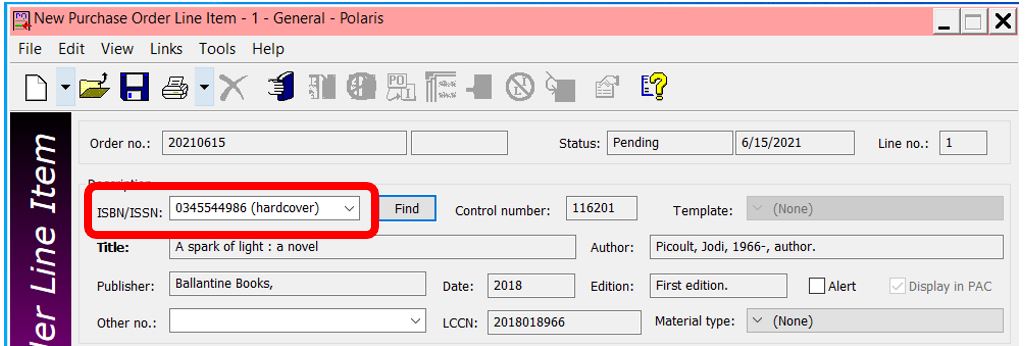 Purchase order - adding line items workform