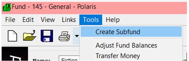 New subfund menu