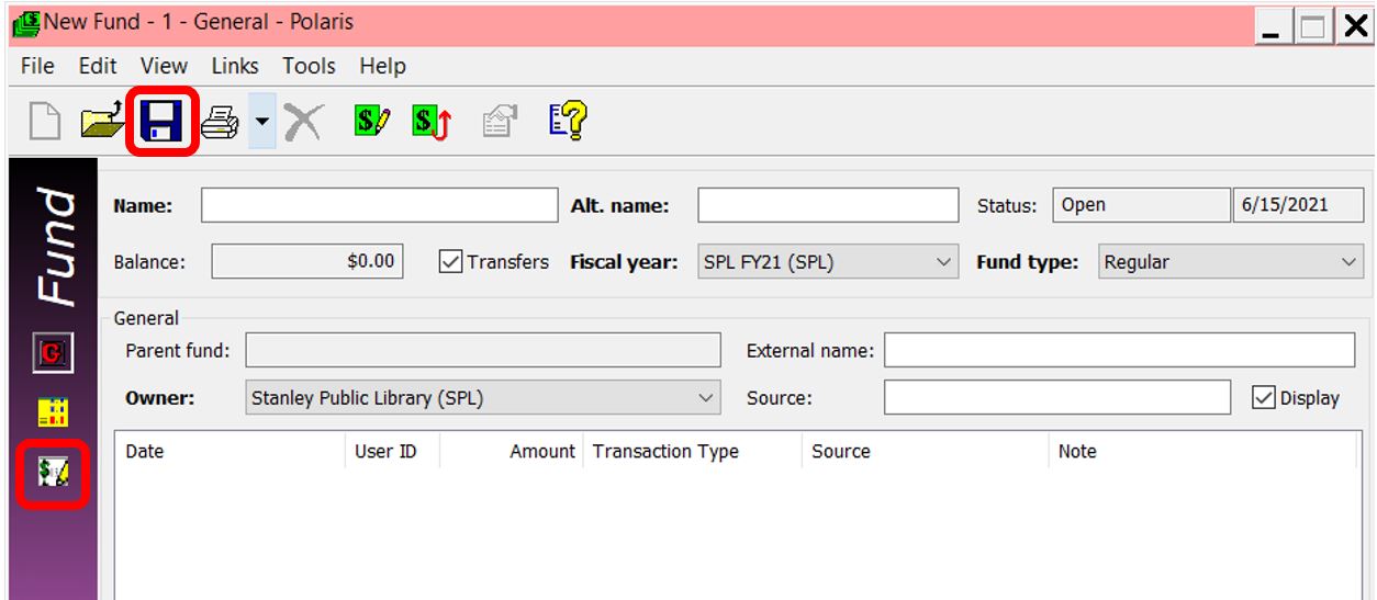 New fund workform