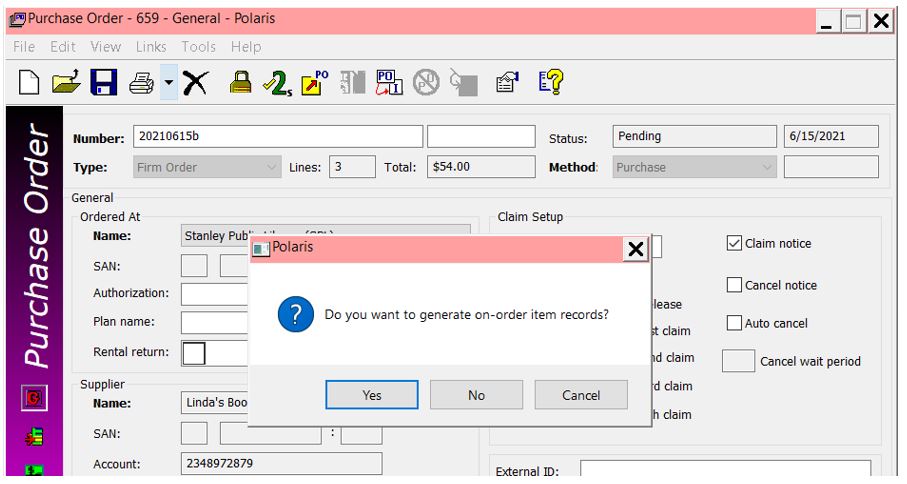 Purchase order release - create items workform