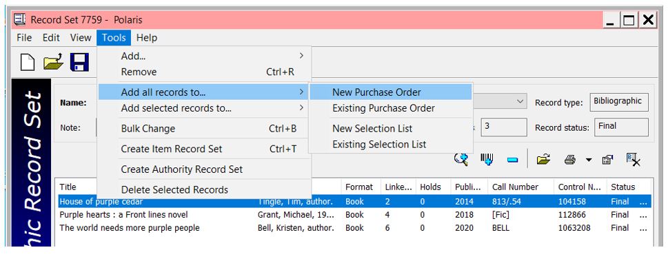 Purchase order - add new line items via record set