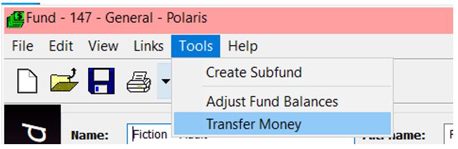 Transfer funds menu