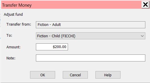 Transfer funds workform