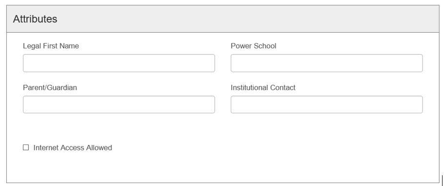 Patron Registration Workform - attributes section