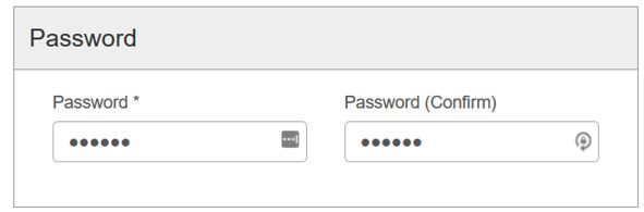 Patron registration workform - password section