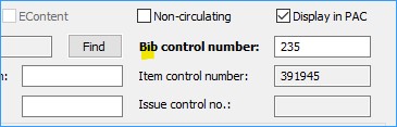 Bib control number in the item record
