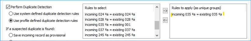 Duplicate detection on 035a only