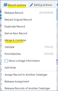 Record actions merge & combine