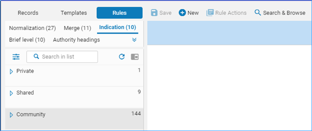 Rules tab of the metadata editor