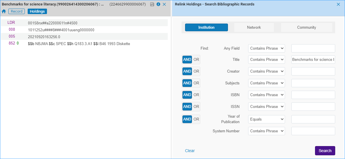 Metadata editor search