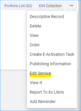 Select Edit Service