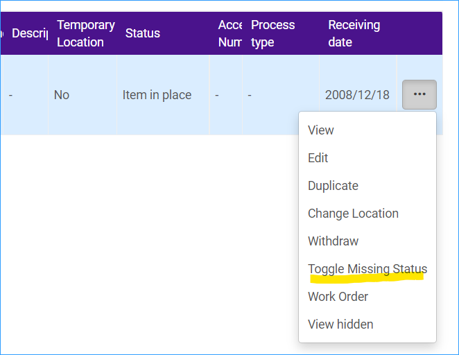 Toggle missing status