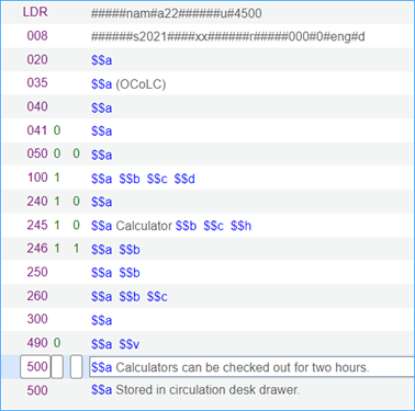 Sample bib record