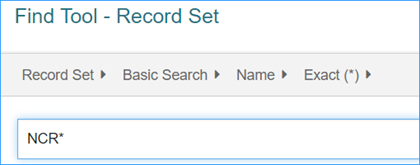 Find Tool search for Record Sets