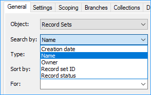 Record sets search options