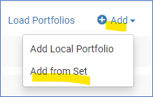 Add portfolios from a set
