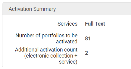 Activation summary