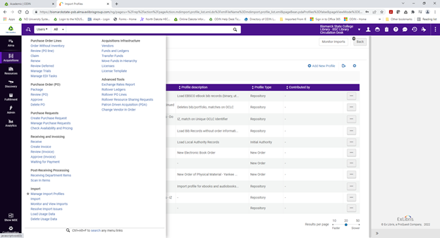 Create import profile