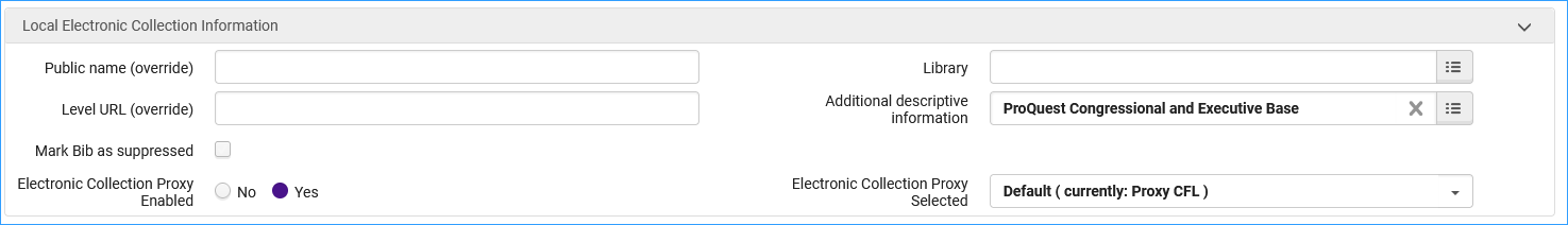 Electronic Collection Information Database type