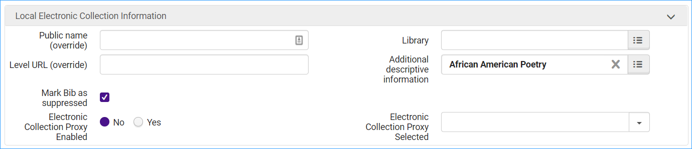 Electronic Collection Information box