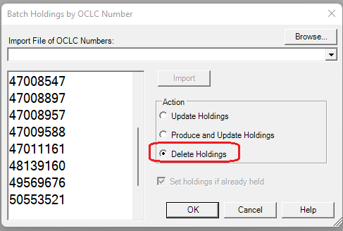 Delete holdings in OCLC