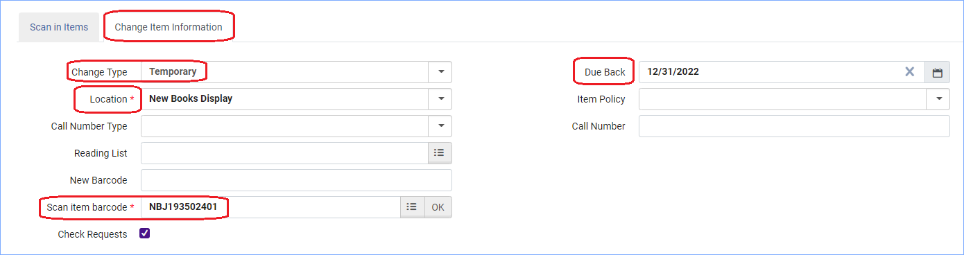 Change Item Info workform