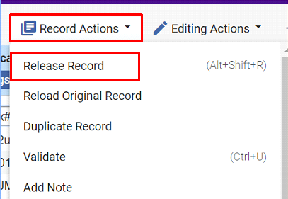 Release record from metadata editor