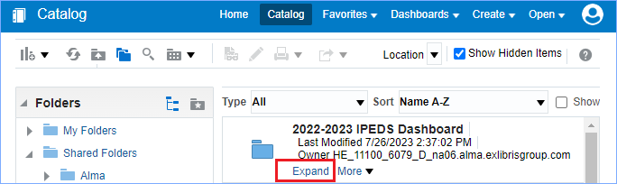 IPEDS dashboard folder