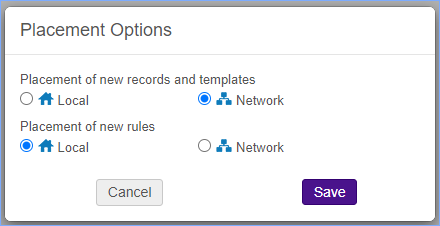 Placement Options work form