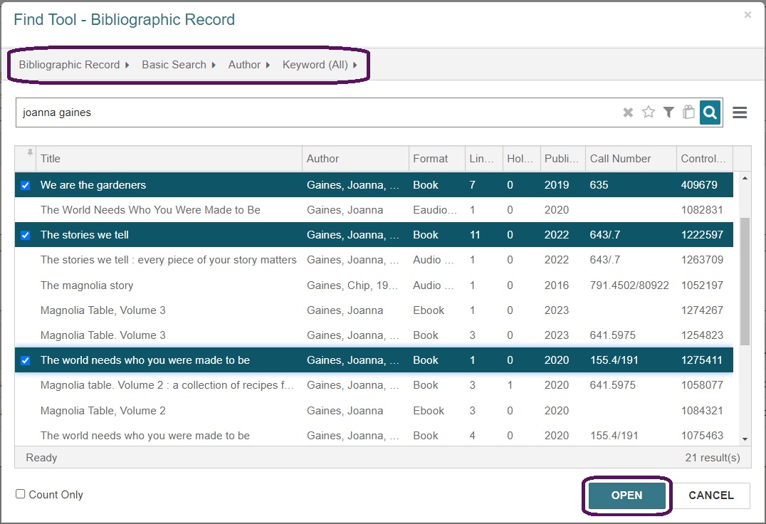 Select multiple holds