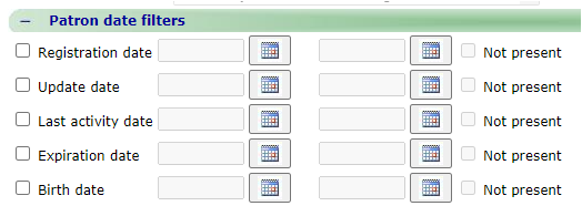 Patron date filters image