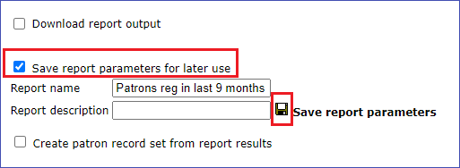 Save report parameters image