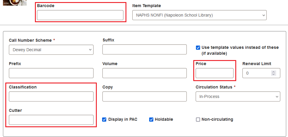 Fields to fill in image